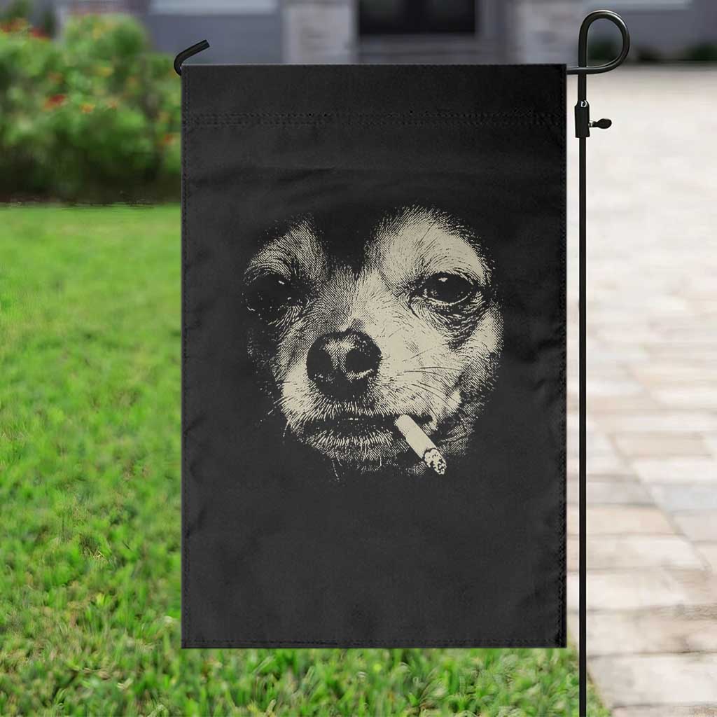 Funny Chihuahua Smoking Cigarette Meme Garden Flag Gritty Ironic Dog Graphic for Dark Humor Lovers TS02 Print Your Wear
