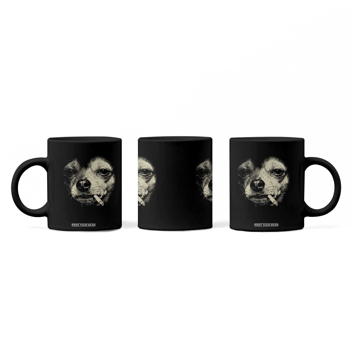 Funny Chihuahua Smoking Cigarette Meme Coffee Mug Gritty Ironic Dog Graphic for Dark Humor Lovers TS02 Print Your Wear
