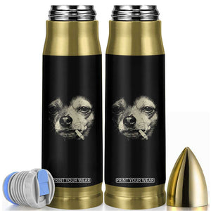Funny Chihuahua Smoking Cigarette Meme Bullet Tumbler Gritty Ironic Dog Graphic for Dark Humor Lovers TS02 Black Print Your Wear