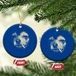 Funny Chihuahua Smoking Cigarette Meme Ceramic Ornament Gritty Ironic Dog Graphic for Dark Humor Lovers TS02 1pc Blue Print Your Wear