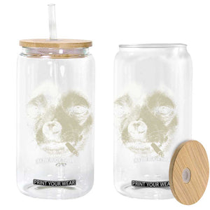 Funny Chihuahua Smoking Cigarette Meme Glass Can Gritty Ironic Dog Graphic for Dark Humor Lovers TS02 Print Your Wear