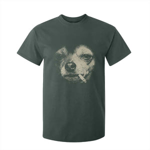 Funny Chihuahua Smoking Cigarette Meme T Shirt For Kid Gritty Ironic Dog Graphic for Dark Humor Lovers TS02 Dark Forest Green Print Your Wear