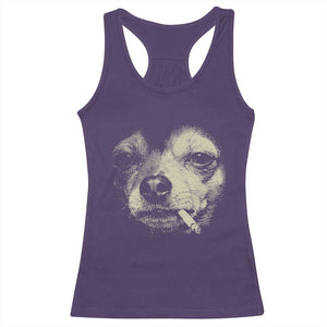 Funny Chihuahua Smoking Cigarette Meme Racerback Tank Top Gritty Ironic Dog Graphic for Dark Humor Lovers TS02 Purple Print Your Wear