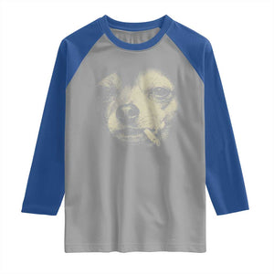 Funny Chihuahua Smoking Cigarette Meme Raglan Shirt Gritty Ironic Dog Graphic for Dark Humor Lovers TS02 Sport Gray Royal Print Your Wear