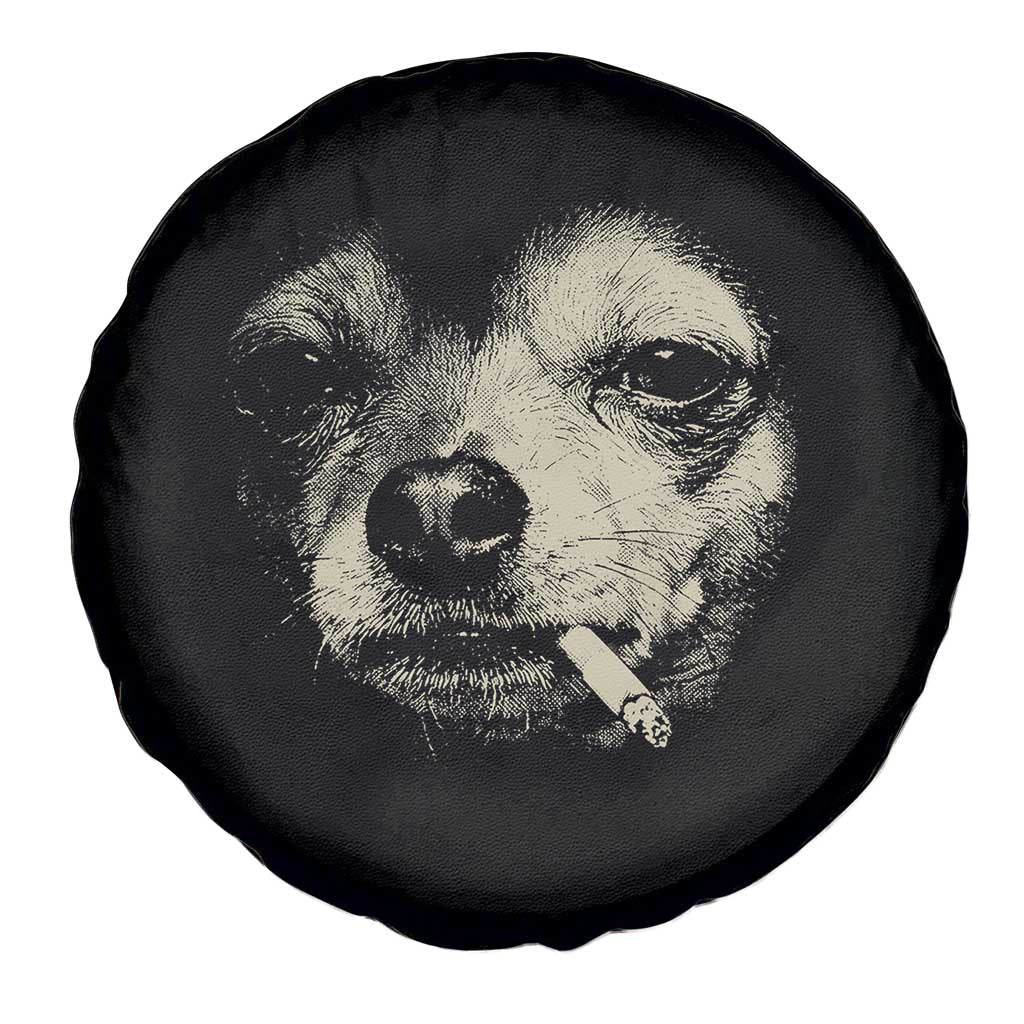 Funny Chihuahua Smoking Cigarette Meme Spare Tire Cover Gritty Ironic Dog Graphic for Dark Humor Lovers TS02 Print Your Wear