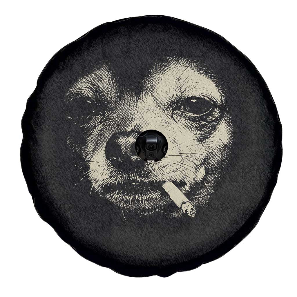 Funny Chihuahua Smoking Cigarette Meme Spare Tire Cover Gritty Ironic Dog Graphic for Dark Humor Lovers TS02 Print Your Wear