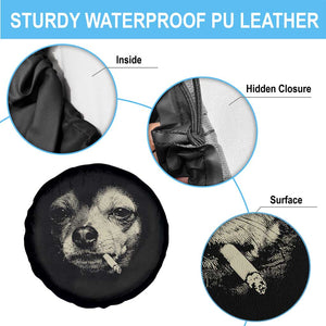 Funny Chihuahua Smoking Cigarette Meme Spare Tire Cover Gritty Ironic Dog Graphic for Dark Humor Lovers TS02 Print Your Wear