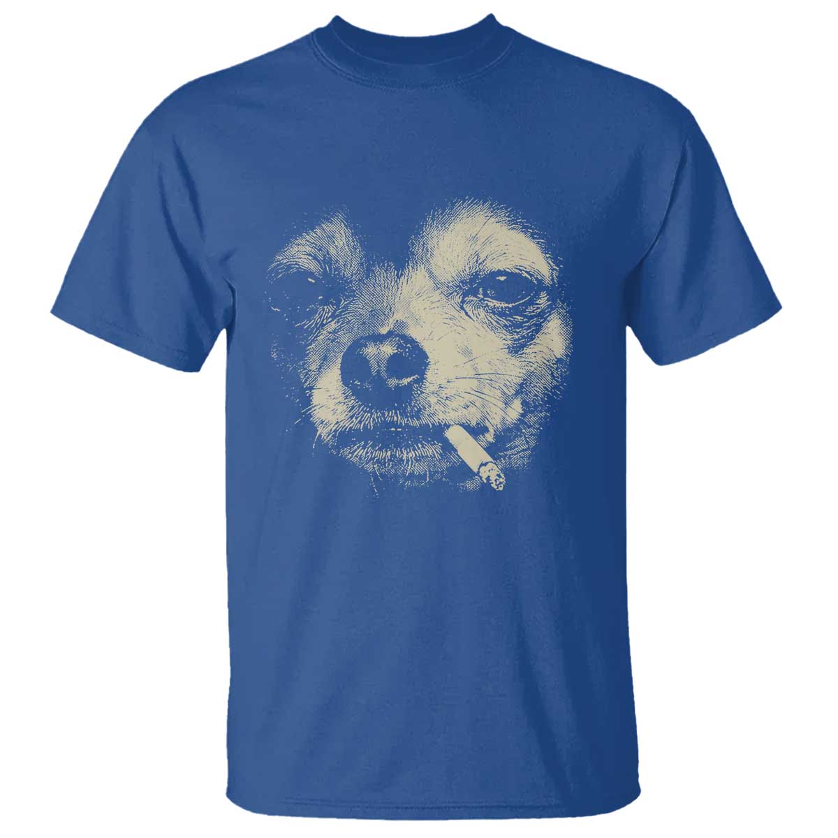 Funny Chihuahua Smoking Cigarette Meme T Shirt - Gritty Ironic Dog Graphic Dark Humor Tee TS02 Royal Blue Print Your Wear