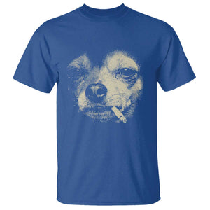 Funny Chihuahua Smoking Cigarette Meme T Shirt - Gritty Ironic Dog Graphic Dark Humor Tee TS02 Royal Blue Print Your Wear