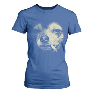 Funny Chihuahua Smoking Cigarette Meme T Shirt For Women Gritty Ironic Dog Graphic for Dark Humor Lovers TS02 Royal Blue Print Your Wear