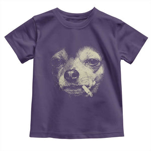 Funny Chihuahua Smoking Cigarette Meme Toddler T Shirt Gritty Ironic Dog Graphic for Dark Humor Lovers TS02 Purple Print Your Wear
