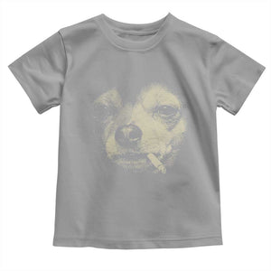 Funny Chihuahua Smoking Cigarette Meme Toddler T Shirt Gritty Ironic Dog Graphic for Dark Humor Lovers TS02 Sport Gray Print Your Wear