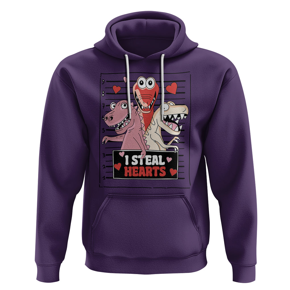 Funny Valentine Hoodie Dinosaur Mugshot I Steal Hearts TS02 Purple Printyourwear