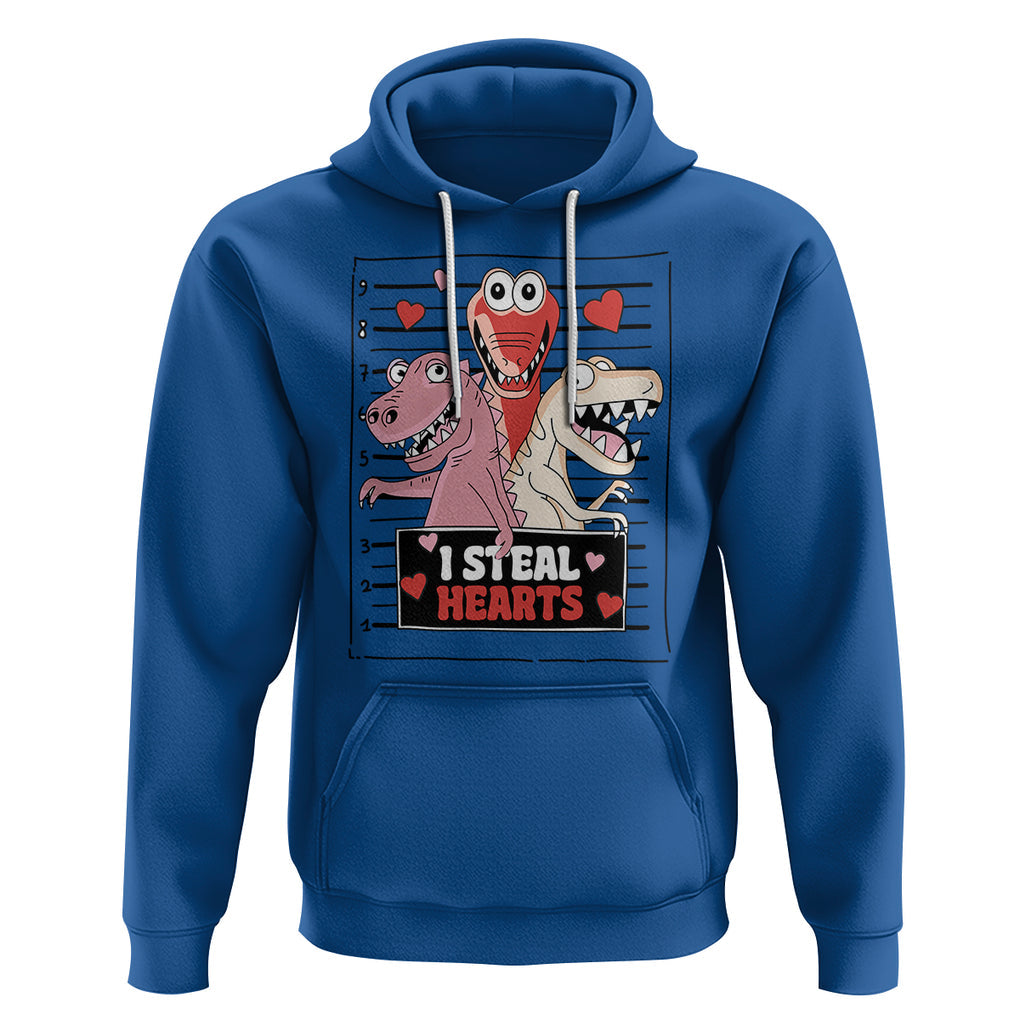 Funny Valentine Hoodie Dinosaur Mugshot I Steal Hearts TS02 Royal Blue Printyourwear
