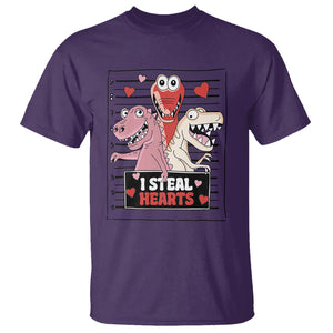 Funny Valentine T Shirt Dinosaur Mugshot I Steal Hearts TS02 Purple Printyourwear