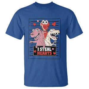 Funny Valentine T Shirt Dinosaur Mugshot I Steal Hearts TS02 Royal Blue Printyourwear