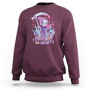 Funny Valentine Sweatshirt I Steal Hearts Grim Reaper TS02 Maroon Printyourwear