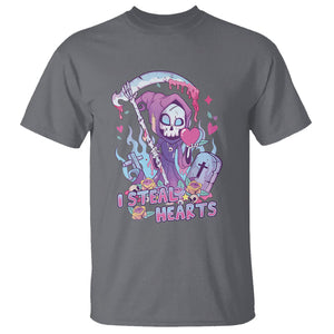 Funny Valentine T Shirt I Steal Hearts Grim Reaper TS02 Charcoal Printyourwear