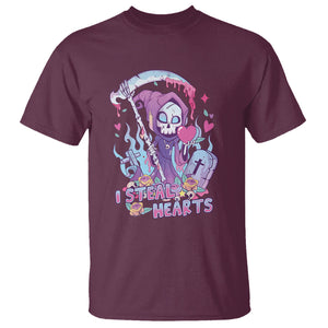 Funny Valentine T Shirt I Steal Hearts Grim Reaper TS02 Maroon Printyourwear