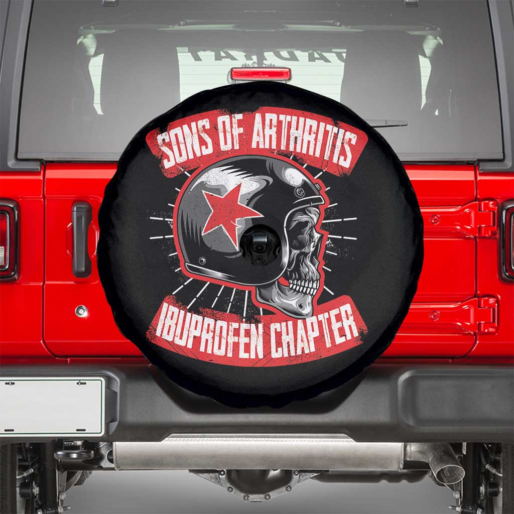 Biker Skull Spare Tire Cover Sons Of Arthritis Ibuprofen Chapter TS02 Black Print Your Wear