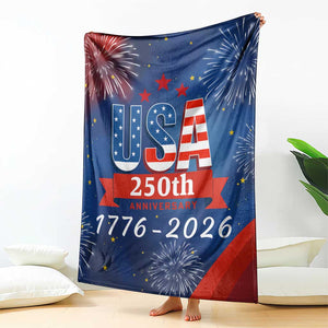 USA 250th Anniversary 1776 2026 Fireworks Throw Blanket Red White Blue 250 Years of Freedom Celebration TS02 Print Your Wear
