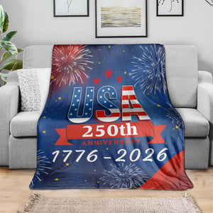 USA 250th Anniversary 1776 2026 Fireworks Throw Blanket Red White Blue 250 Years of Freedom Celebration TS02 Print Your Wear