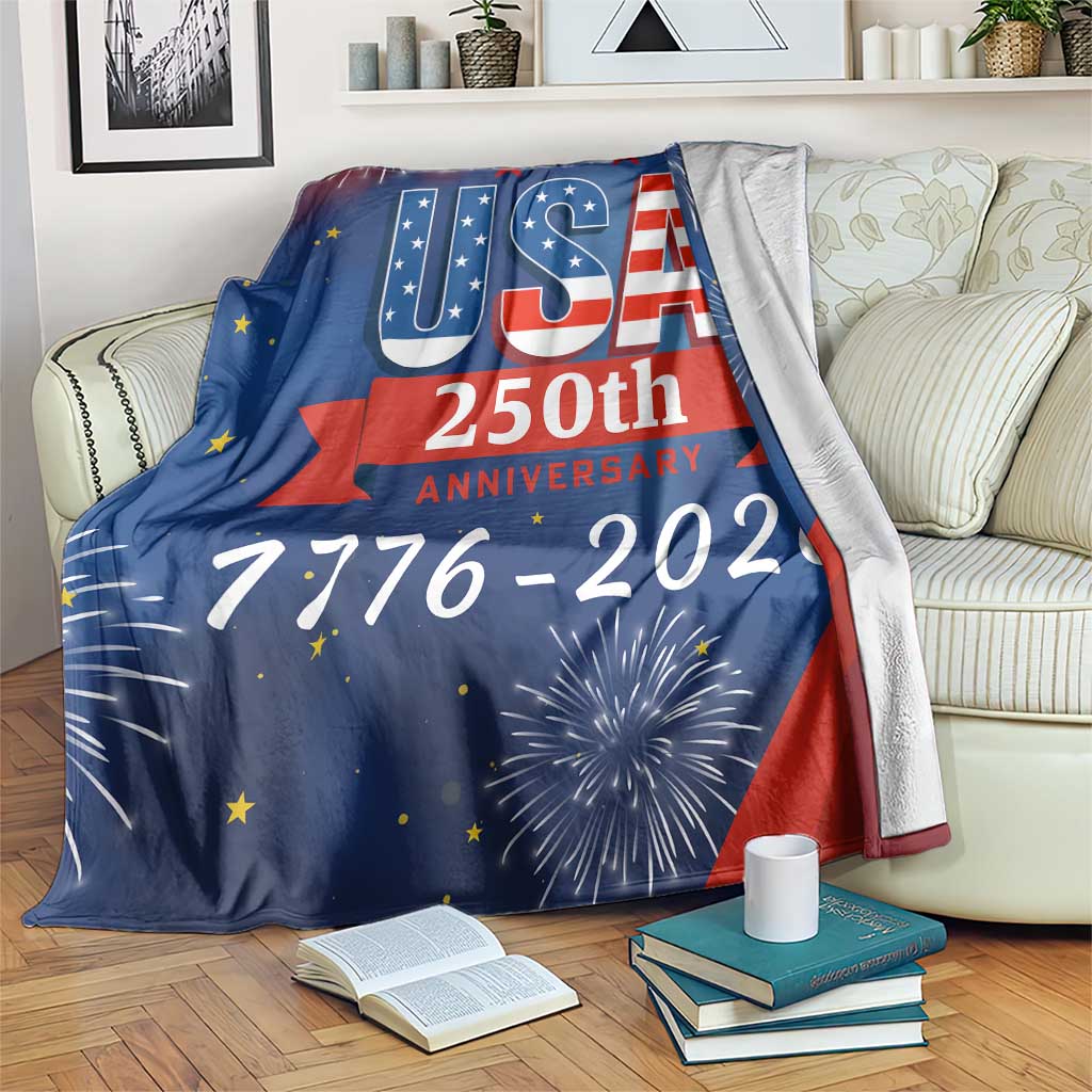 USA 250th Anniversary 1776 2026 Fireworks Throw Blanket Red White Blue 250 Years of Freedom Celebration TS02 Print Your Wear
