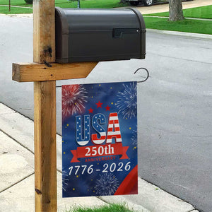 USA 250th Anniversary 1776 2026 Fireworks Garden Flag - Red White Blue - 250 Years of Freedom Celebration TS02 Print Your Wear