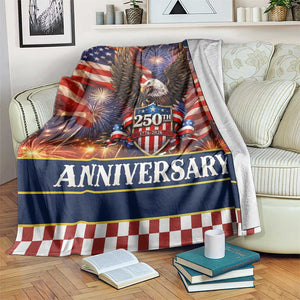 United States of America 250th Anniversary Throw Blanket USA 1776 2026 Patriotic Eagle Fireworks TS02 Print Your Wear