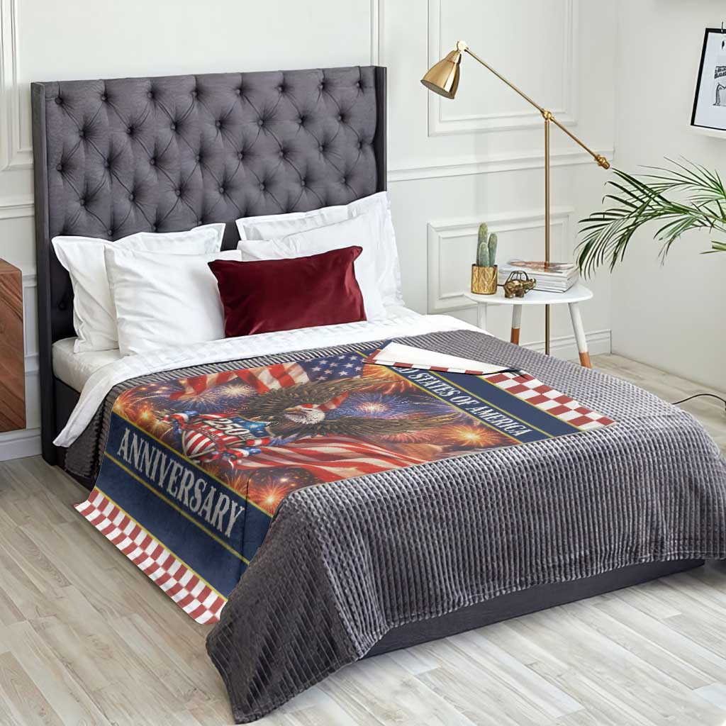 United States of America 250th Anniversary Throw Blanket USA 1776 2026 Patriotic Eagle Fireworks TS02 Print Your Wear