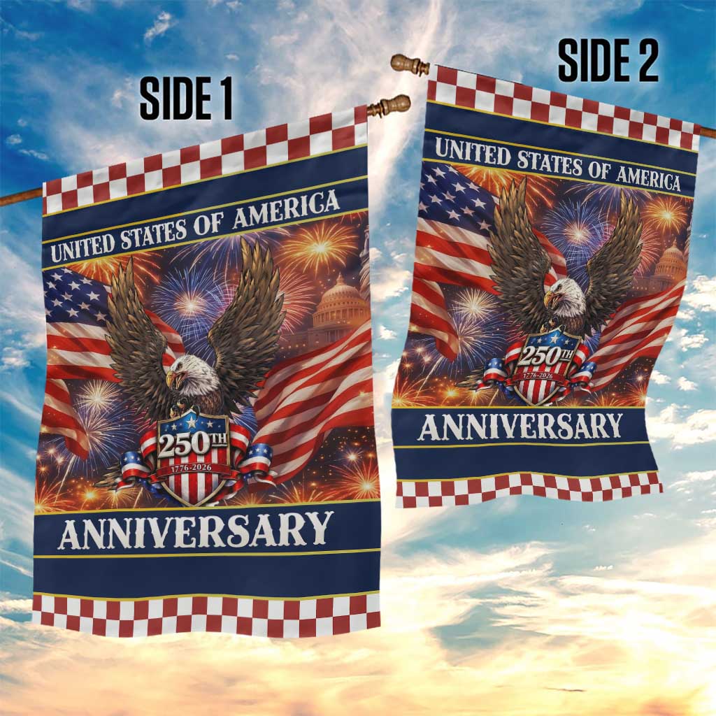 United States of America 250th Anniversary Garden Flag USA 1776 2026 Patriotic Eagle Fireworks TS02 Print Your Wear