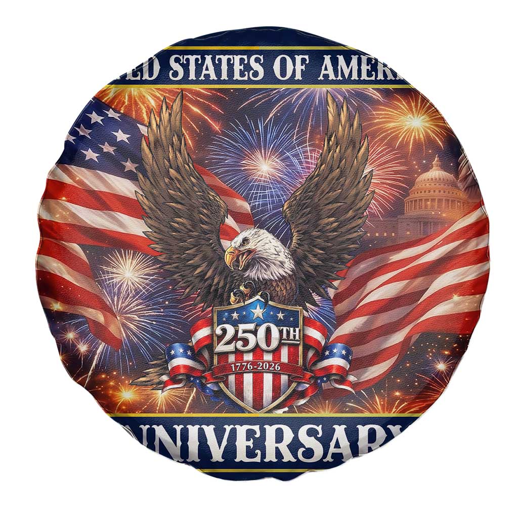 United States of America 250th Anniversary Spare Tire Cover USA 1776 2026 Patriotic Eagle Fireworks TS02 Print Your Wear