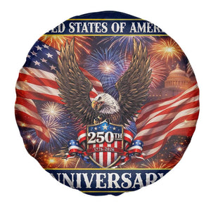 United States of America 250th Anniversary Spare Tire Cover USA 1776 2026 Patriotic Eagle Fireworks TS02 Print Your Wear
