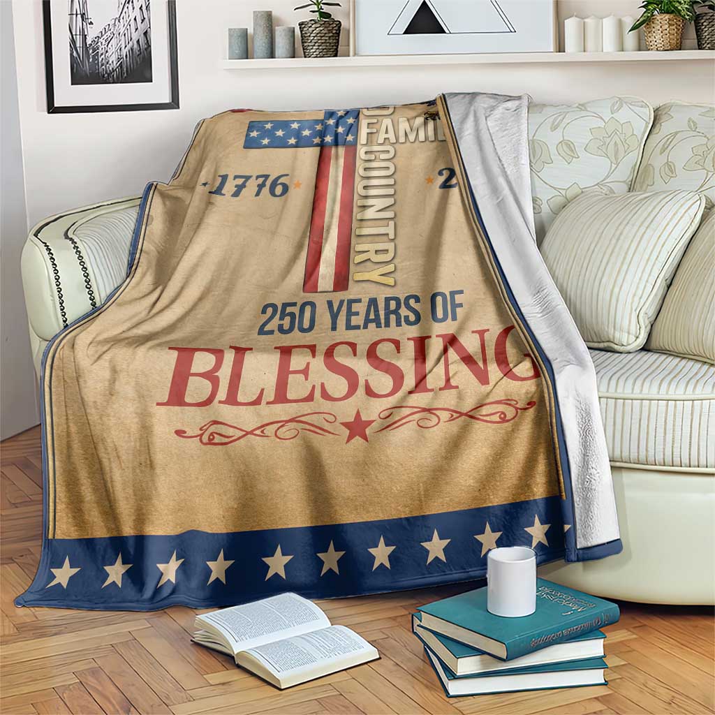 God Family Country 250 Years of Blessing Vintage Throw Blanket 1776 2026 Patriotic Faith and Freedom TS02 Print Your Wear