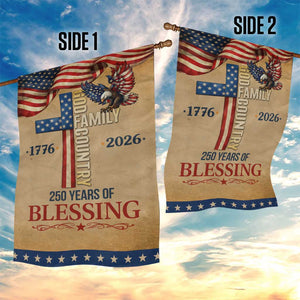 God Family Country 250 Years of Blessing Vintage Garden Flag 1776 2026 Patriotic Faith and Freedom TS02 Print Your Wear