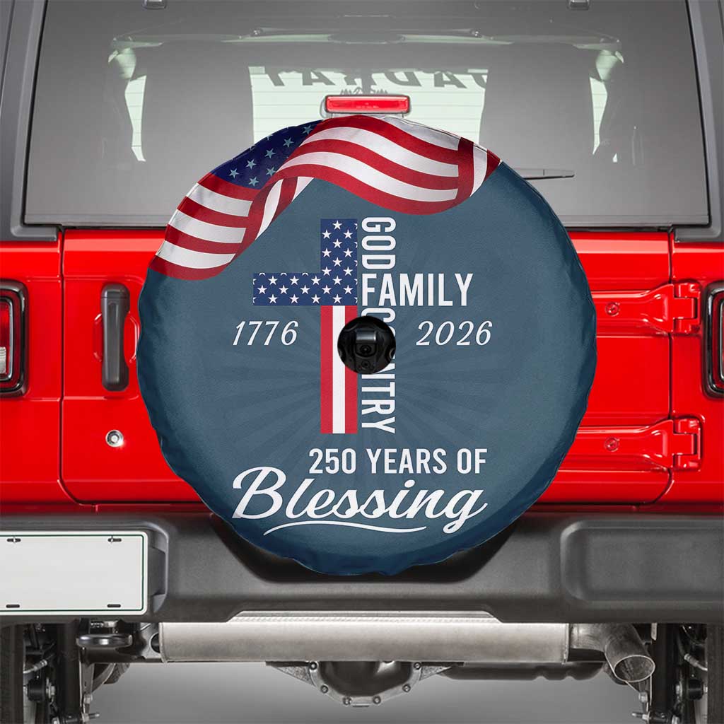 God Family Country USA 250th Anniversary Spare Tire Cover 250 Years of Blessing 1776 2026 Patriotic Faith and Freedom TS02 Multicolor Print Your Wear