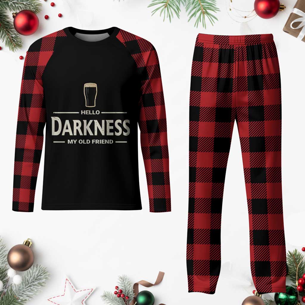 Hello Darkness My Old Friend Funny Stout Beer Lover Plaid Pajama Set Craft Brew Fans TS02 Buffalo Plaid Print Your Wear