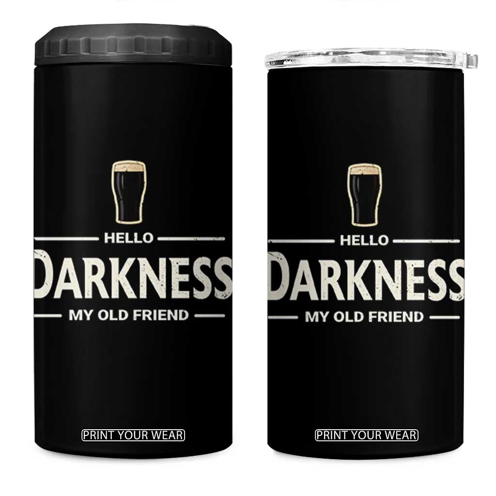 Hello Darkness My Old Friend Funny Stout Beer Lover 4 in 1 Can Cooler Tumbler Craft Brew Fans TS02 One Size: 16 oz Black Print Your Wear