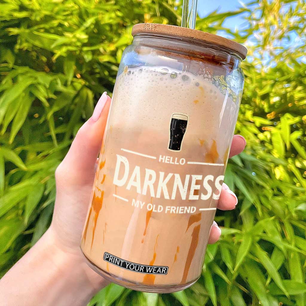 Hello Darkness My Old Friend Funny Stout Beer Lover Glass Can Craft Brew Fans TS02 Black Print Your Wear