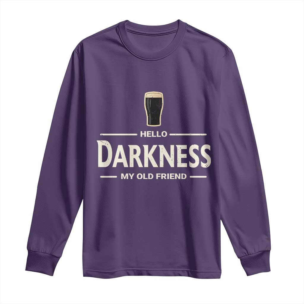 Hello Darkness My Old Friend Funny Stout Beer Lover Long Sleeve Shirt Craft Brew Fans TS02 Purple Print Your Wear