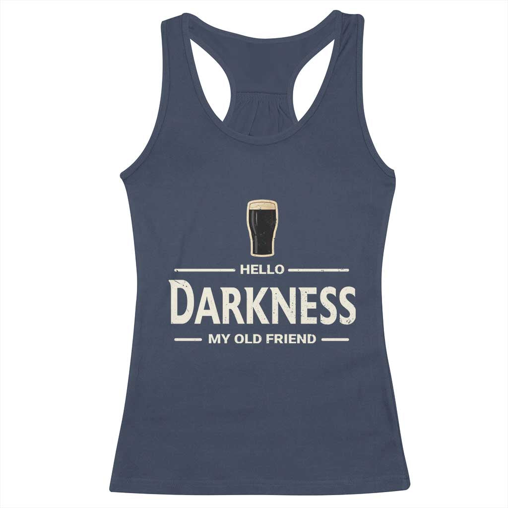 Hello Darkness My Old Friend Funny Stout Beer Lover Racerback Tank Top Craft Brew Fans TS02 Navy Print Your Wear