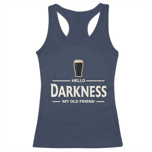 Hello Darkness My Old Friend Funny Stout Beer Lover Racerback Tank Top Craft Brew Fans TS02 Navy Print Your Wear