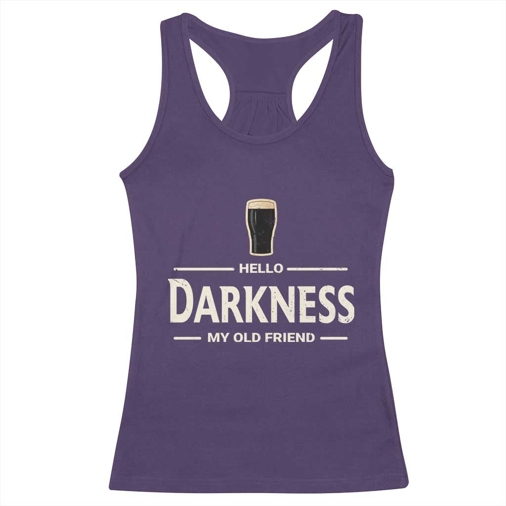 Hello Darkness My Old Friend Funny Stout Beer Lover Racerback Tank Top Craft Brew Fans TS02 Purple Print Your Wear