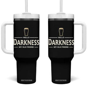 Hello Darkness My Old Friend Funny Stout Beer Lover Tumbler With Handle Craft Brew Fans TS02 One Size: 40 oz Black Print Your Wear