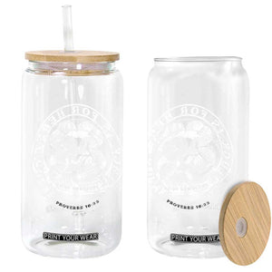 Lucky Is For Heretics Skull Shamrock Glass Can Proverbs 16:33 Christian St Patricks Day Statement