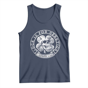 Lucky Is For Heretics Skull Shamrock Tank Top Proverbs 16:33 Christian St Patricks Day Statement TS02 Navy Print Your Wear