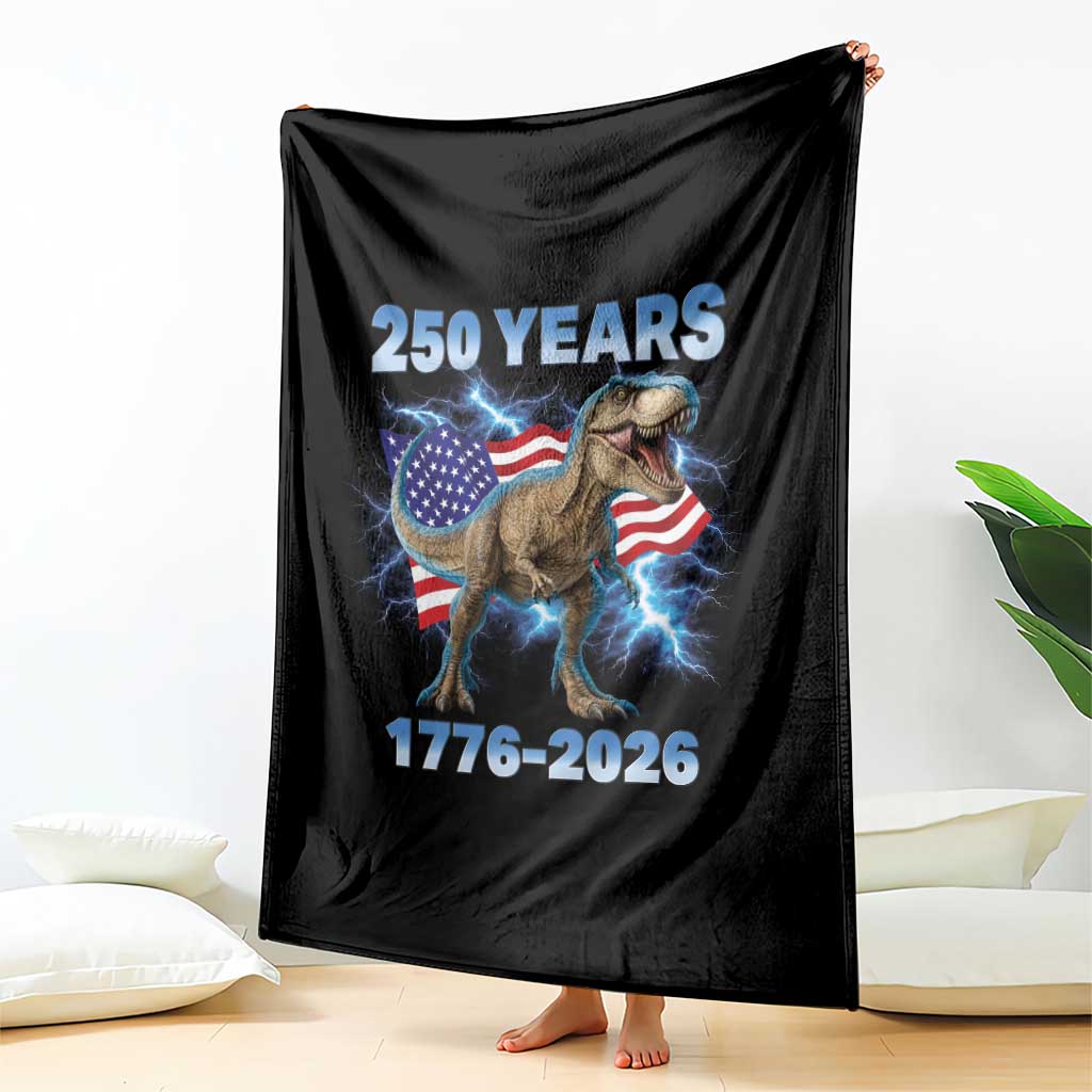 Funny Patriotic Dino Rex 250 Years 1776 2026 Throw Blanket Dinosaur USA Flag America 250th Anniversary Celebration TS02 Print Your Wear
