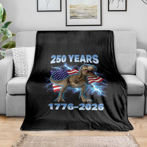 Funny Patriotic Dino Rex 250 Years 1776 2026 Throw Blanket Dinosaur USA Flag America 250th Anniversary Celebration TS02 Print Your Wear