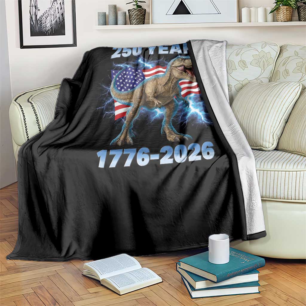 Funny Patriotic Dino Rex 250 Years 1776 2026 Throw Blanket Dinosaur USA Flag America 250th Anniversary Celebration TS02 Print Your Wear