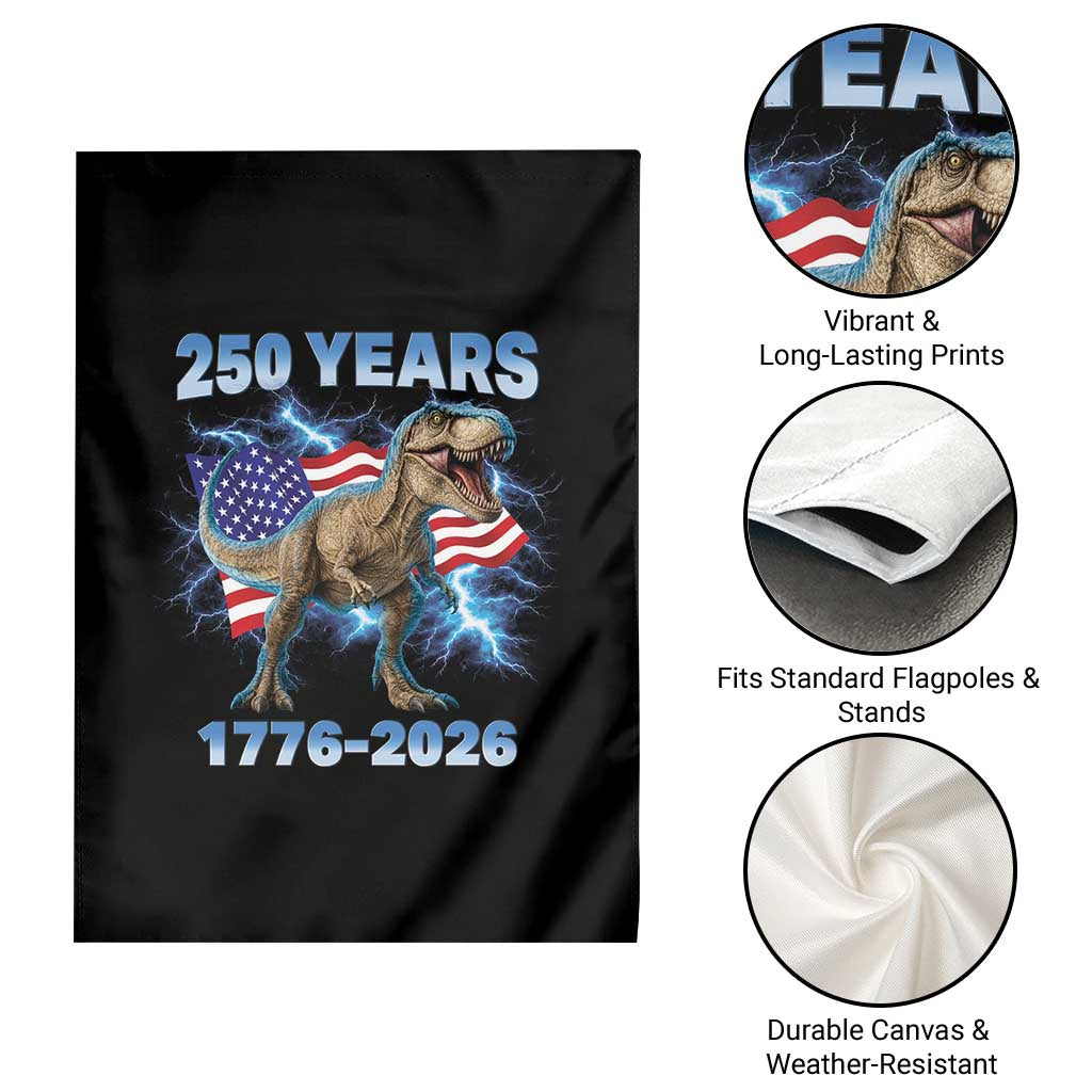 Funny Patriotic Dino Rex 250 Years 1776 2026 Garden Flag Dinosaur USA Flag America 250th Anniversary Celebration TS02 Print Your Wear